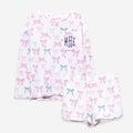 monogrammed kids softspun lounge set in pink blue coquette
