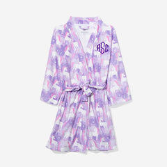 monogrammed kids softspun robe in pastel unicorns