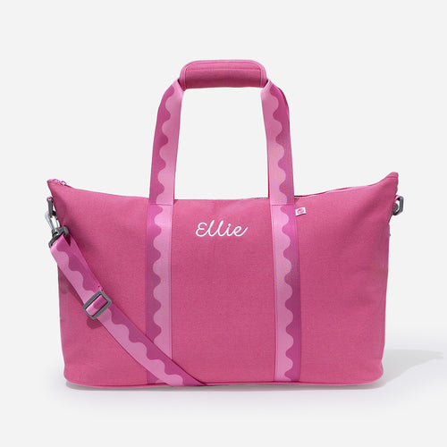 monogrammed kids weekend bag in pink punch