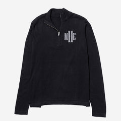 monogrammed knit quarter zip pullover in black