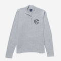 monogrammed knit quarter zip pullover in heathered gray