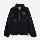 Monogrammed Leopard Piped Pullover Sweatshirt | Black with Leopard