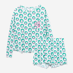 monogrammed lettuce edge sleep set in elegant evergreen