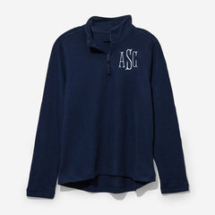 monogrammed lightweight waffle quarter zip pullover in navy 