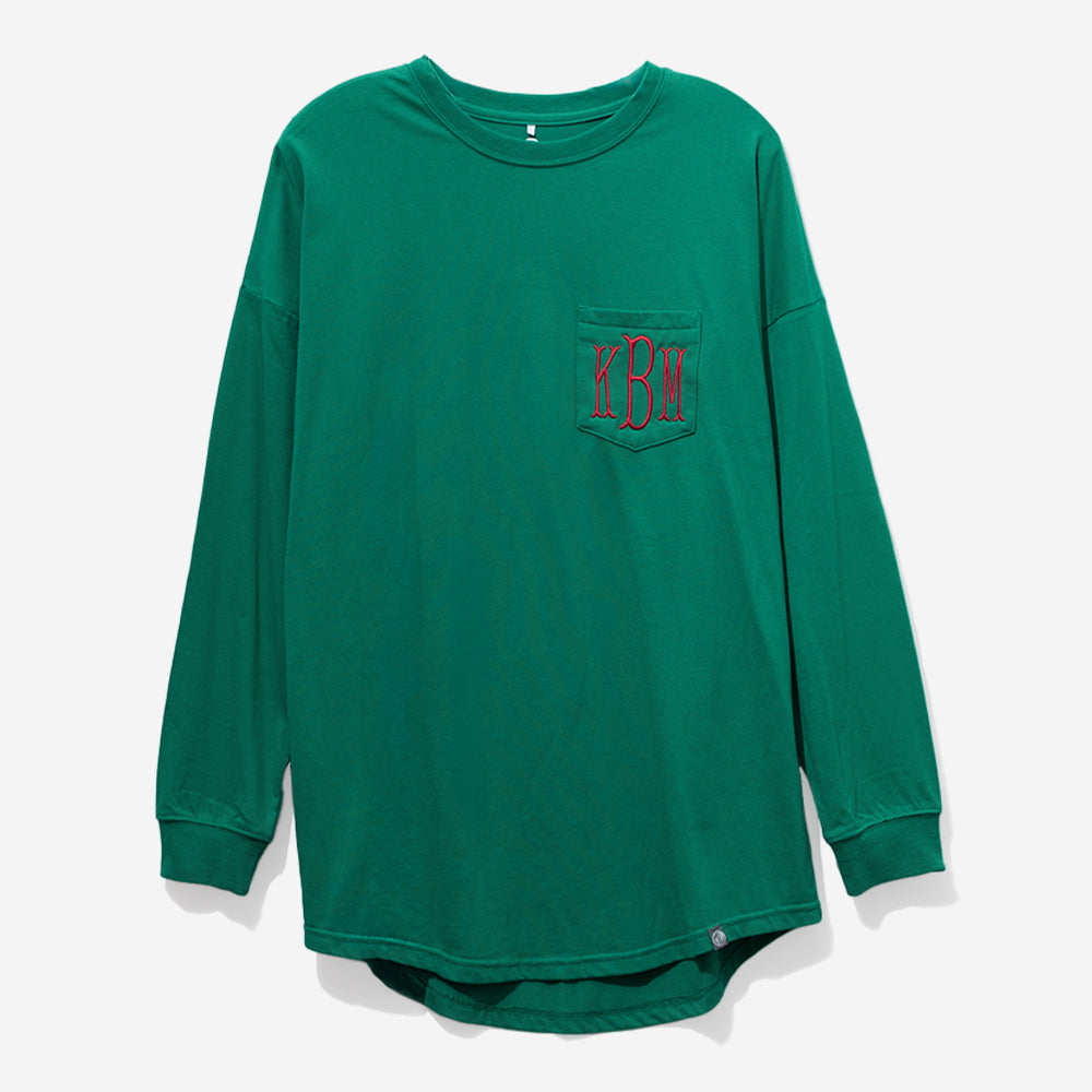 monogrammed long sleeve shirt in green