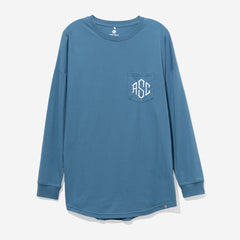 monogrammed long sleeve shirt in slate