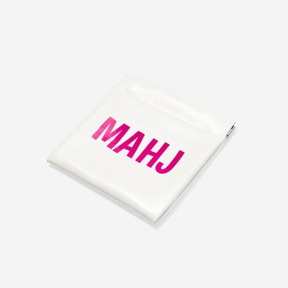 monogrammed mahjong dice bag in white