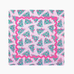 monogrammed mahjong mat in pink christmas trees 