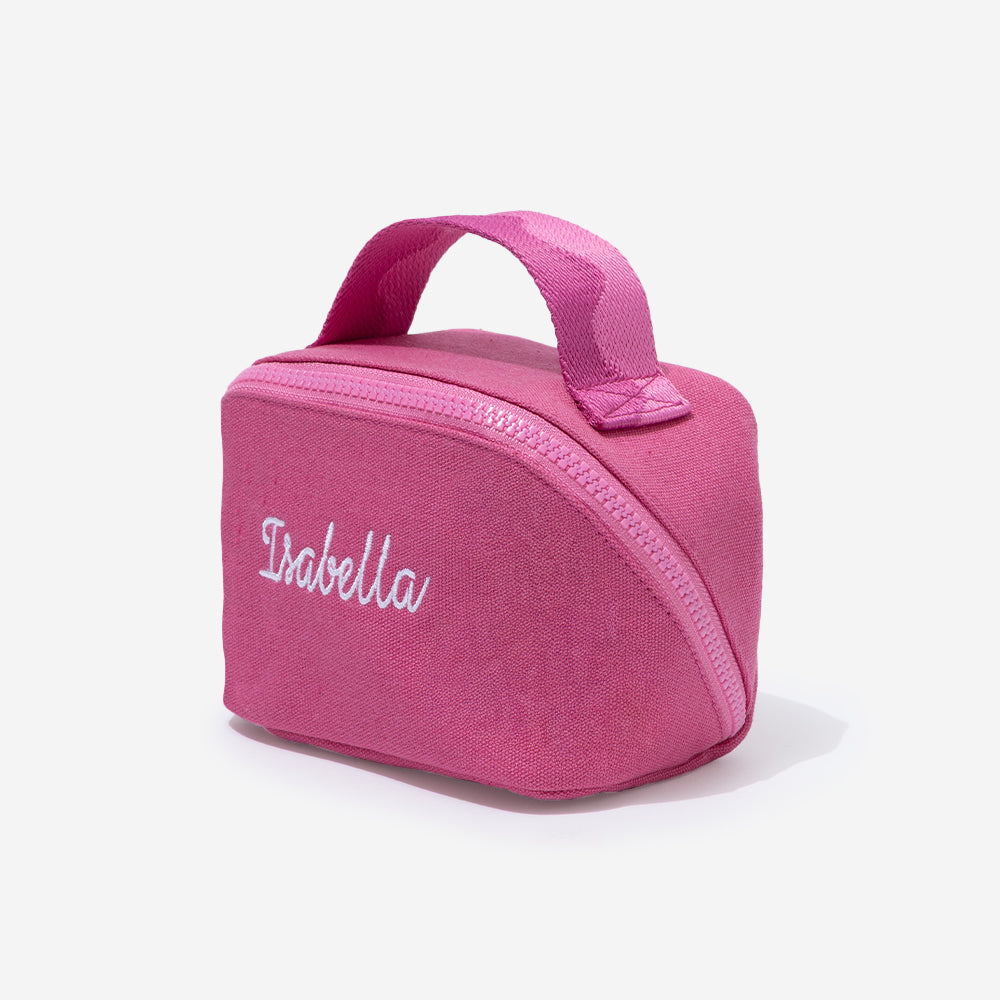 monogrammed makeup bag in pink punch 
