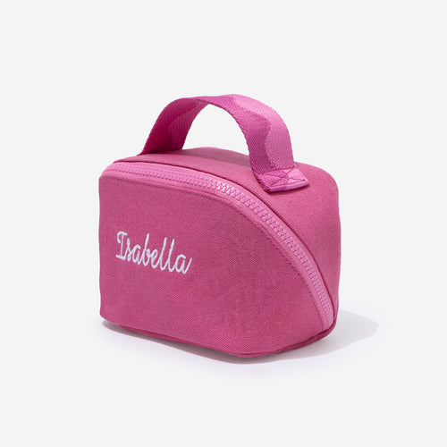 monogrammed makeup bag in pink punch 