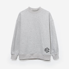 monogrammed mockneck sweatshirt in heathered grey