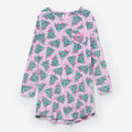 monogrammed nightgown in pink christmas trees 
