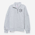 monogrammed oversized quarter zip pullover in heathered grey