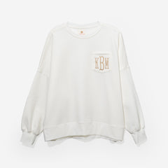 monogrammed oversized sweatshirt in ivory