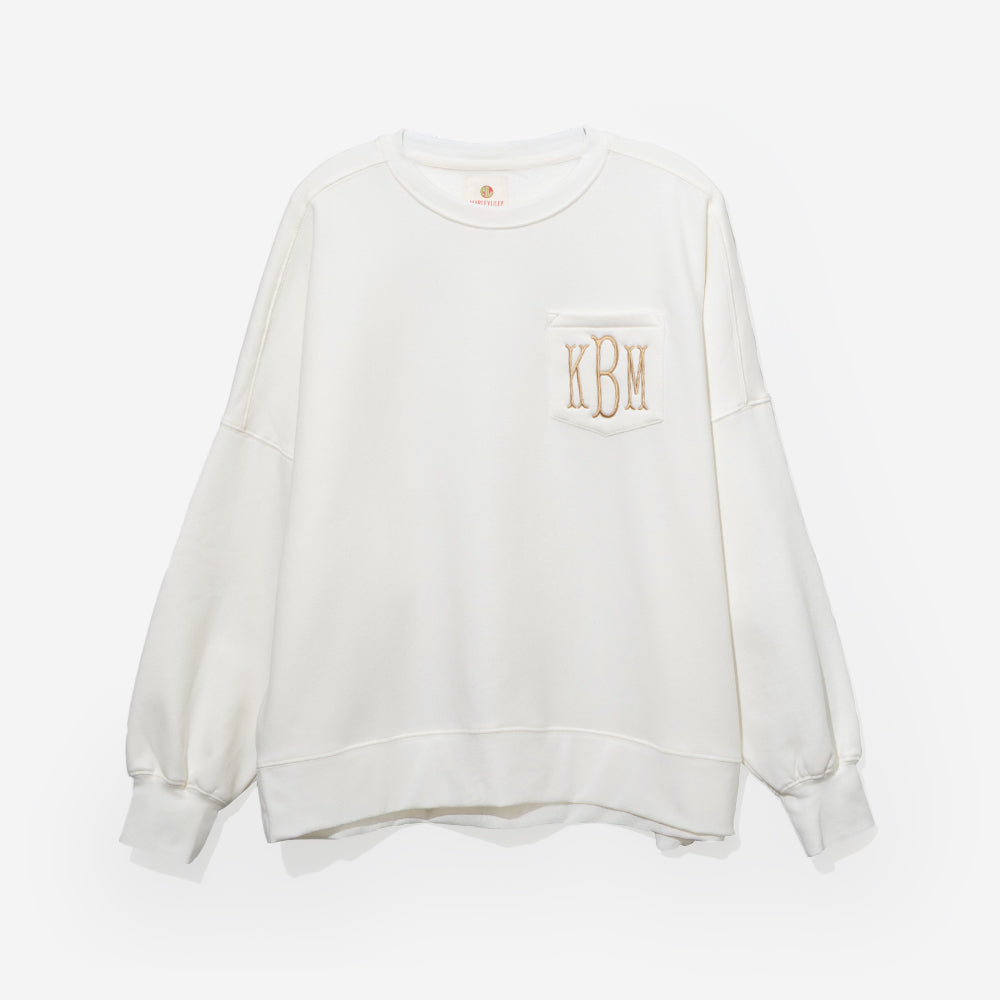 monogrammed oversized sweatshirt in ivory