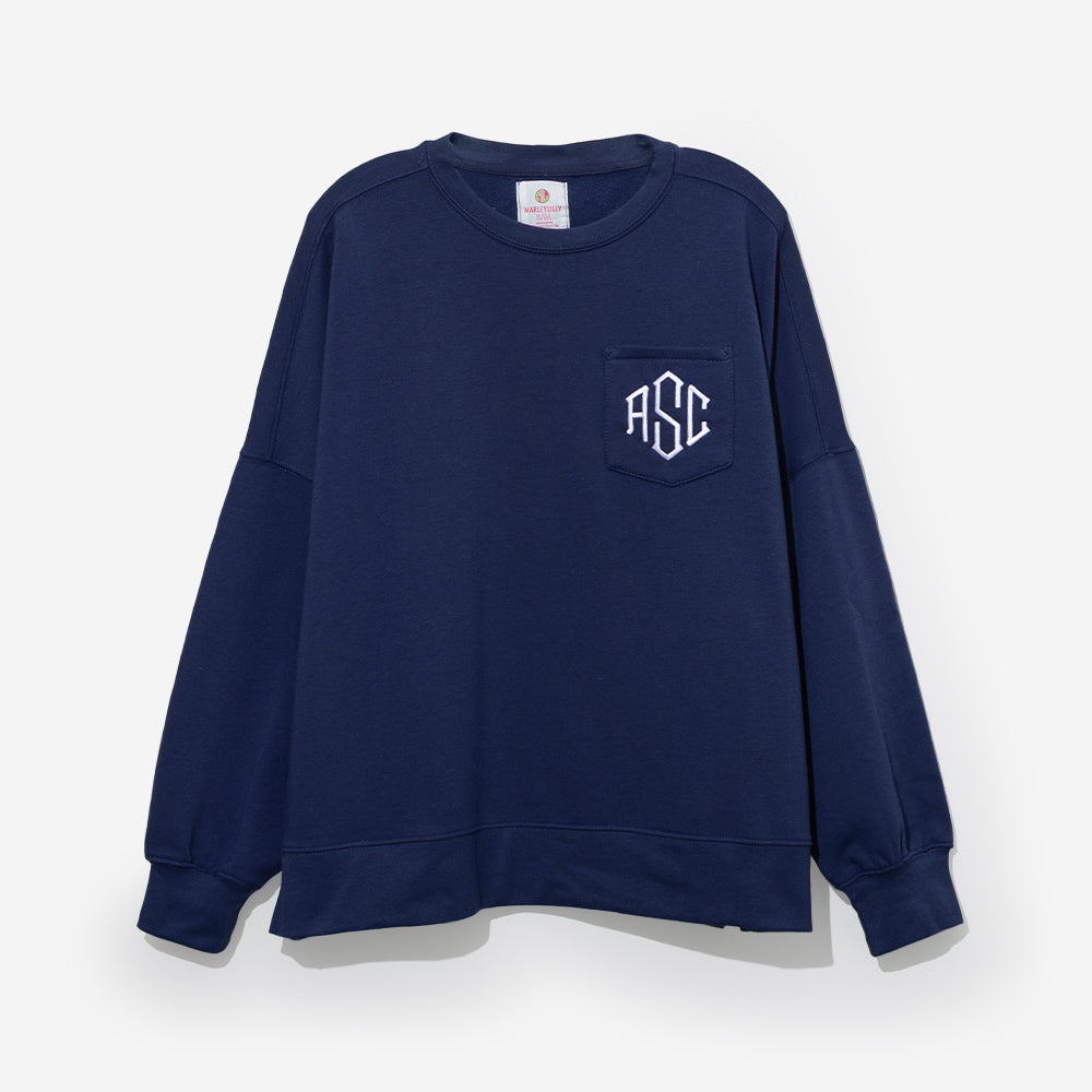 monogrammed oversized sweatshirt in navy
