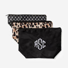 Monogrammed Packable Cosmetic Bags | Black Classic Cheetah