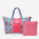 Monogrammed Packable Weekend Duffel Bag | Coral Botanical