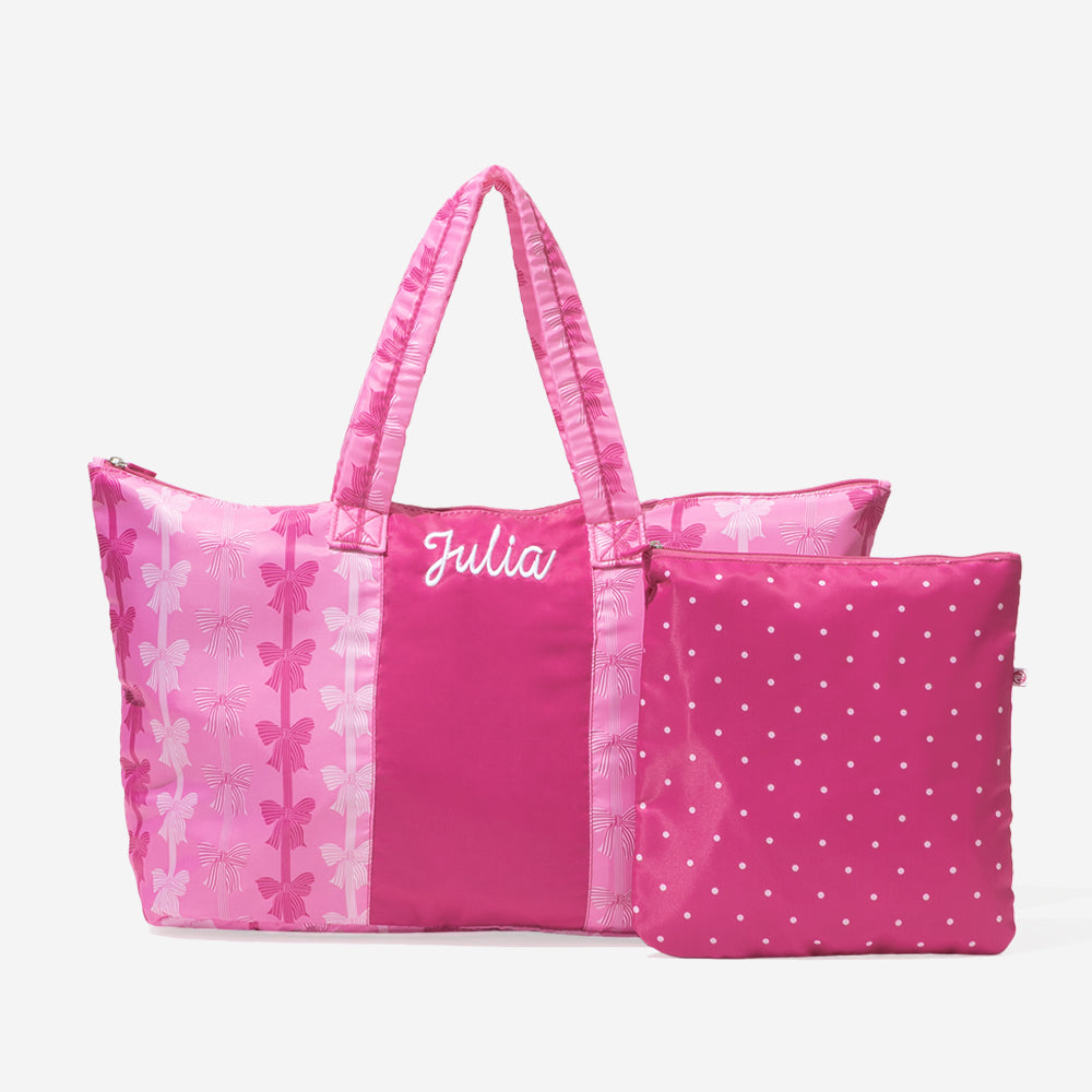 monogrammed packable weekend duffel bag in preppy bows