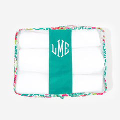 monogrammed packing bag in wild blooms