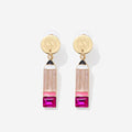 monogrammed pencil earrings in pink