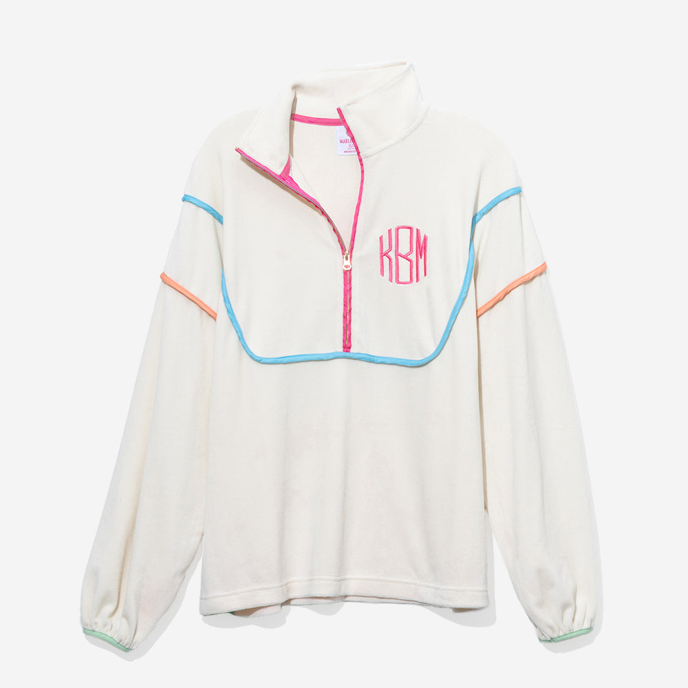 Monogramen Monogrammed Piped Pullover Sweatshirt | Ivory – Marleylilly