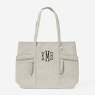 Monogrammed Pocket Tote Bag | Taupe Grey