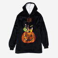 monogrammed pumpkin blanket hoodie in black with candy