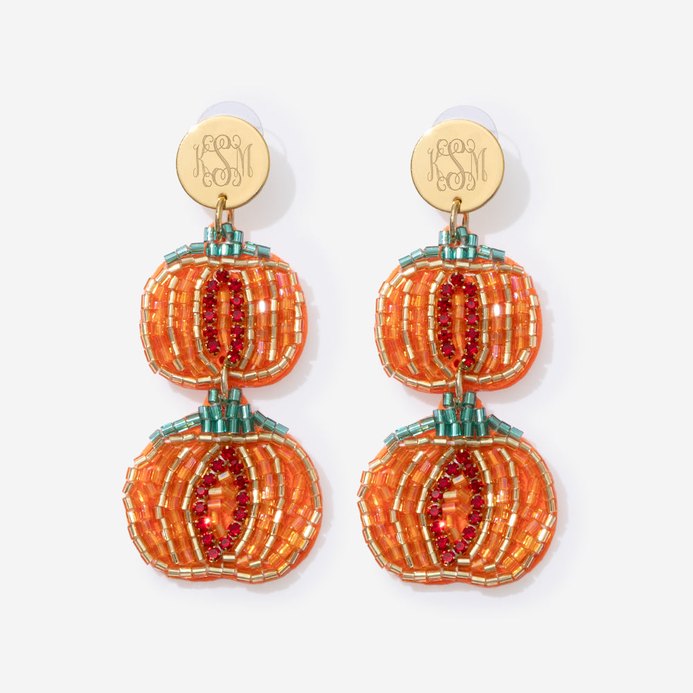 monogrammed pumpkin earrings 