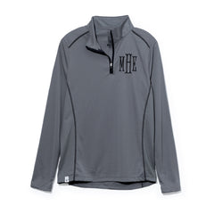 monogrammed quarter zip pullover in grey 