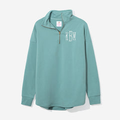 monogrammed quarter zip sweatshirt in sage