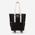 monogrammed rolling tote in black