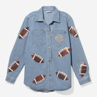 Monogrammed Sequin Denim Shacket | Football