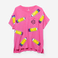 monogrammed sequin teacher tee in hot pink