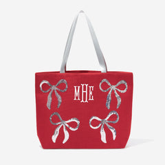 Monogrammed Sequin Tote Bag in Bows