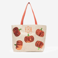 Monogrammed Sequin Tote Bag | Pumpkin