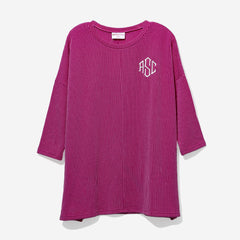 monogrammed slouchy tee in fuchsia