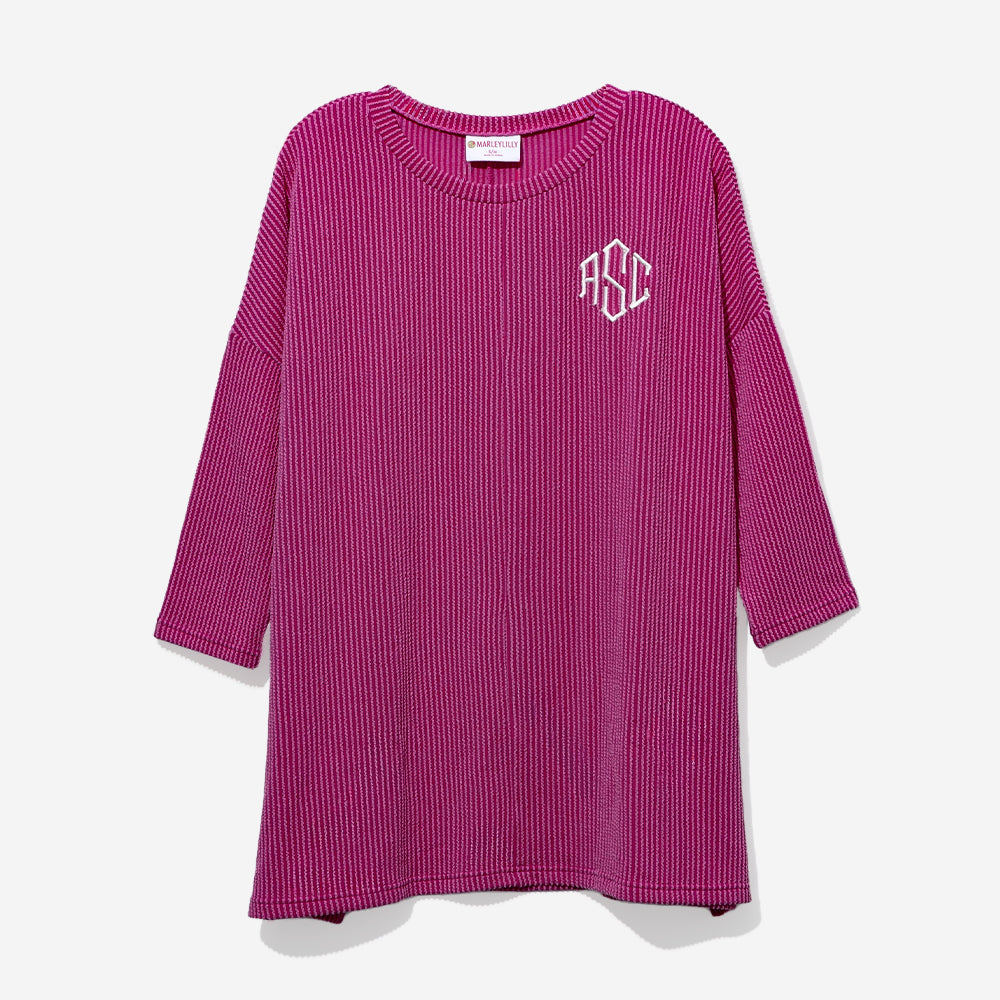 monogrammed slouchy tee in fuchsia