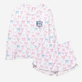 monogrammed softspun lounge set in blue pink coquette