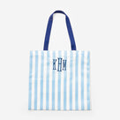 Monogrammed Striped Tote | Light Blue/Navy