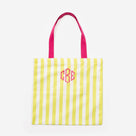 Monogrammed Striped Tote | Yellow/Pink
