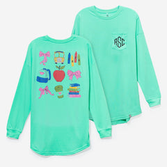 monogrammed teacher t shirt in mint 