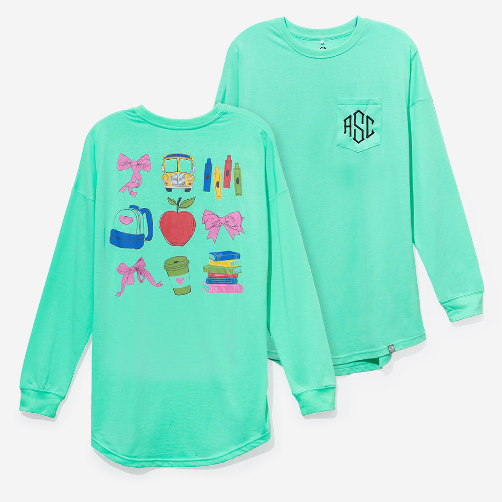 monogrammed teacher t shirt in mint 
