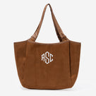 Monogrammed Timeless Tote Bag | Brown Suede