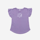 Monogrammed Toddler Flutter Sleeve Top | Lavender