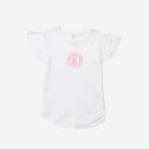 Monogrammed Toddler Flutter Sleeve Top | White