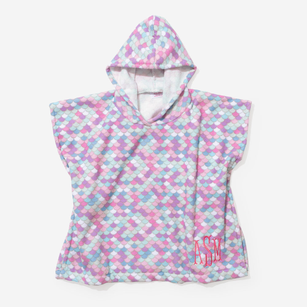 monogrammed toddler hooded towel poncho in mermaid magic