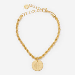 monogrammed twisted rope bracelet in gold