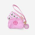 monogrammed two pouch wristlet in christmas lattice 
