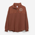 monogrammed waffle knit pullover in spice